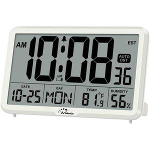 Auto Set Digital Wall Clock Battery Operated, Desk Clocks with Temperature